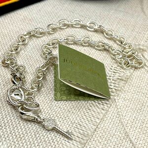 💎 Vintage Judith Ripka Sterling Silver Heart & Key Statement Necklace w/Box Cer